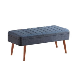 Hanah Home 1048 - 2 Banco Nogal y Azul Oscuro, 90x39x40 cm